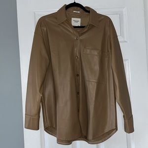 Abercrombie & Fitch oversized vegan leather shirt